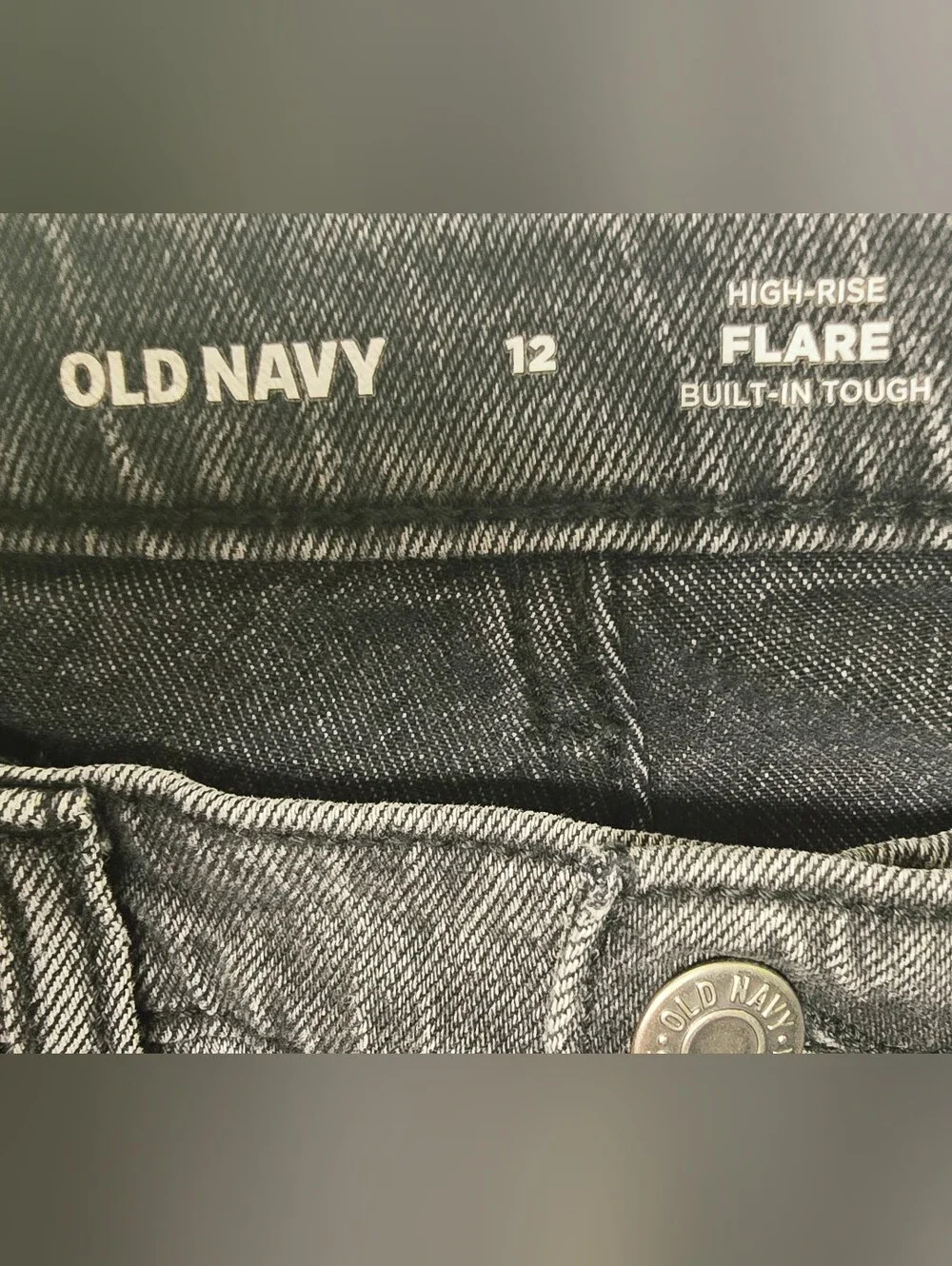 Old Navy Charcoal Gray High-Rise Button-Fly Flare Jeans with Hem Slits
